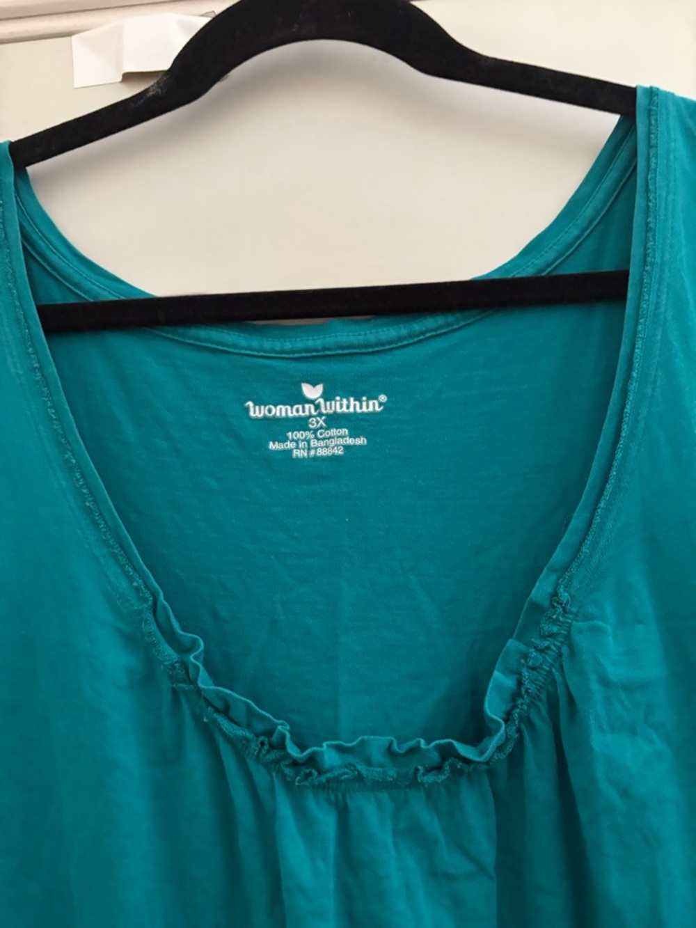 Woman Within Teal Scoop Neck Short Sleeve Tunic - Picture 3 of 4